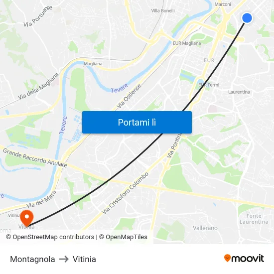 Montagnola to Vitinia map