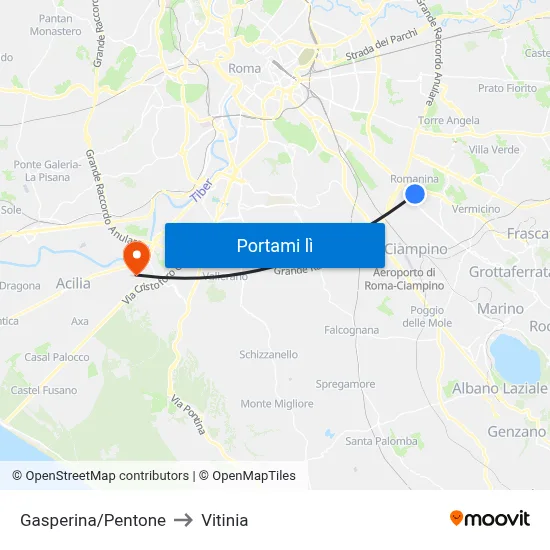 Gasperina/Pentone to Vitinia map