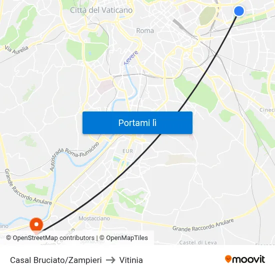 Casal Bruciato/Zampieri to Vitinia map