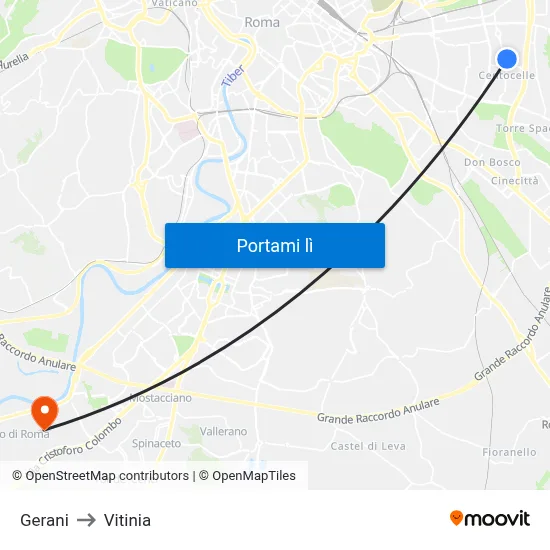 Gerani to Vitinia map