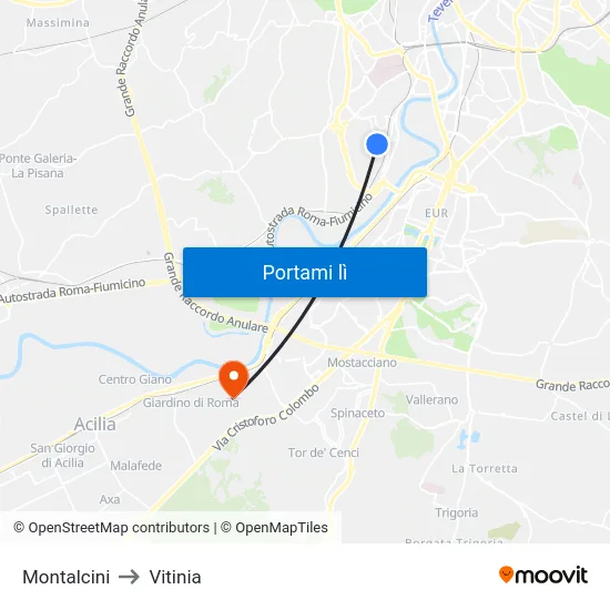 Montalcini to Vitinia map
