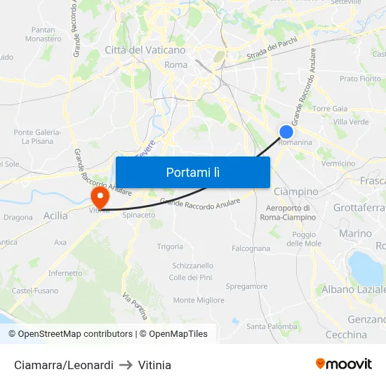 Ciamarra/Leonardi to Vitinia map