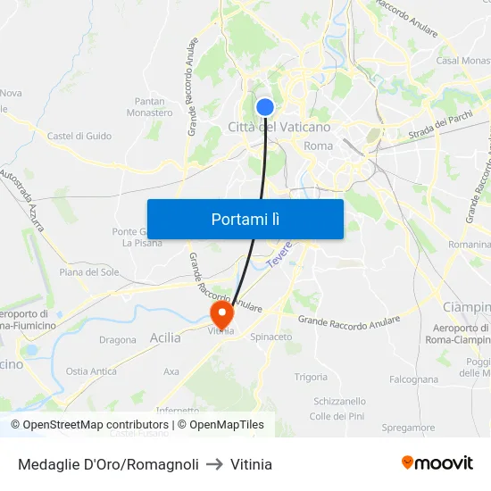 Medaglie D'Oro/Romagnoli to Vitinia map