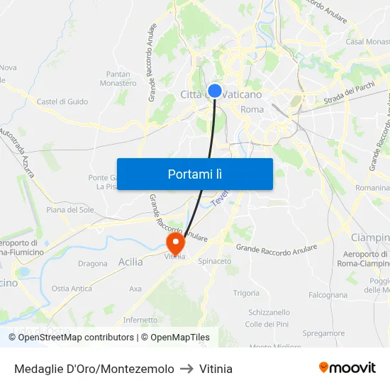 Medaglie D'Oro/Montezemolo to Vitinia map