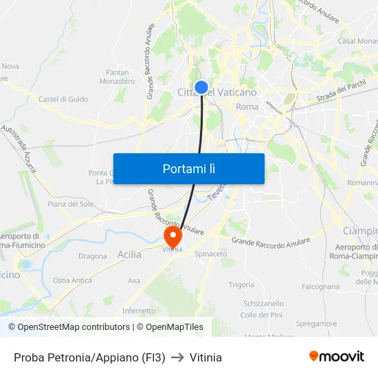 Proba Petronia/Appiano (Fl3) to Vitinia map