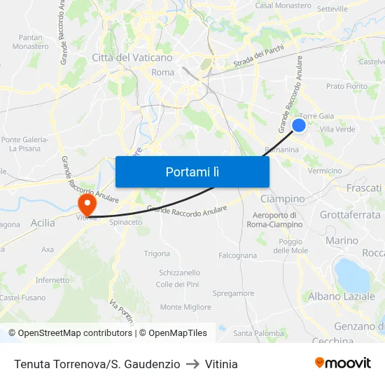 Tenuta Torrenova/S. Gaudenzio to Vitinia map