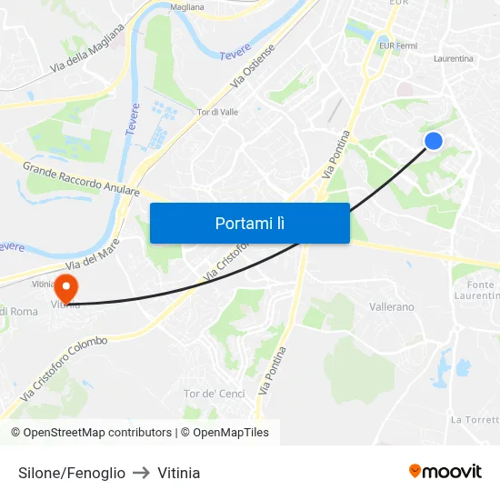 Silone/Fenoglio to Vitinia map