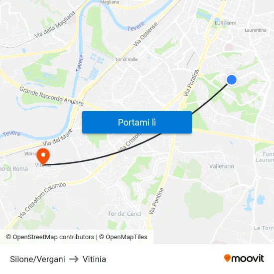 Silone/Vergani to Vitinia map