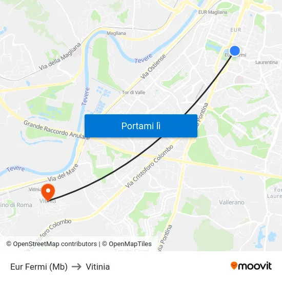 Eur Fermi (Mb) to Vitinia map