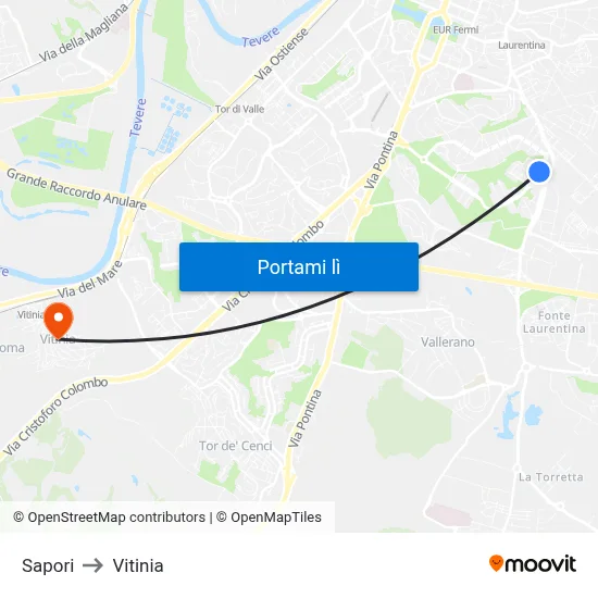 Sapori to Vitinia map