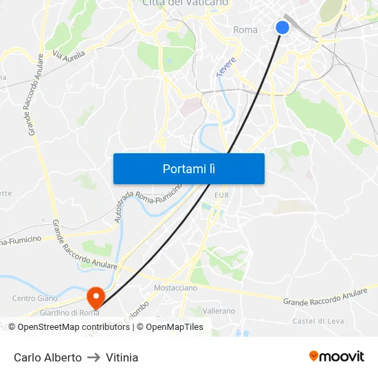 Carlo Alberto to Vitinia map