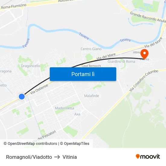 Romagnoli/Viadotto to Vitinia map
