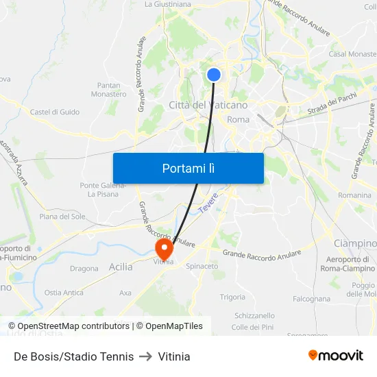 De Bosis/Stadio Tennis to Vitinia map