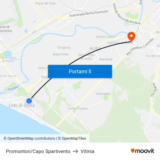 Promontori/Capo Spartivento to Vitinia map