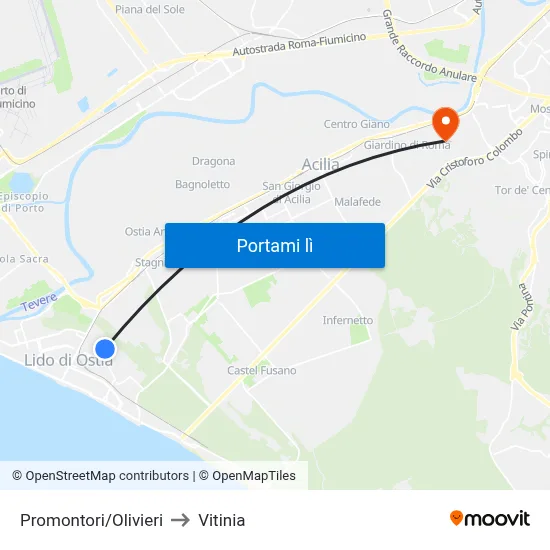 Promontori/Olivieri to Vitinia map