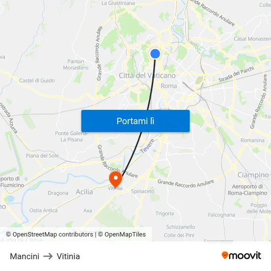 Mancini to Vitinia map
