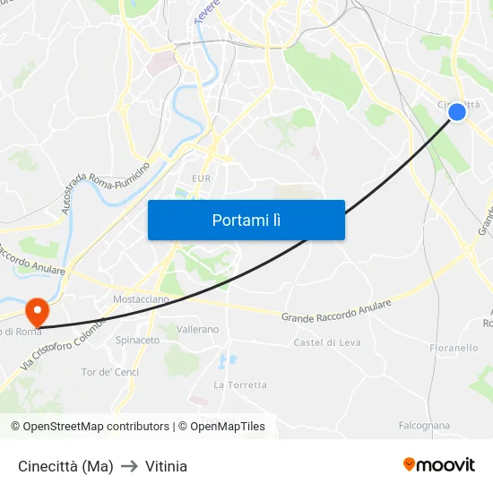 Cinecittà (Ma) to Vitinia map