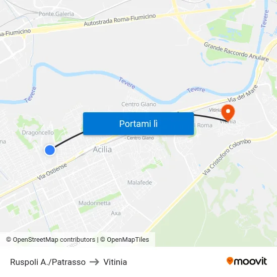 Ruspoli A./Patrasso to Vitinia map