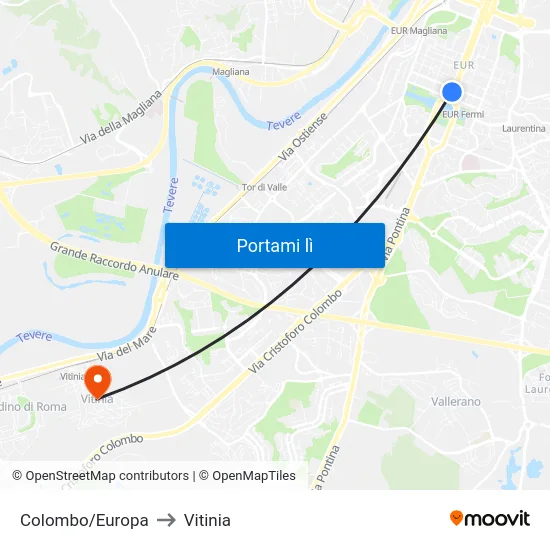 Colombo/Europa to Vitinia map