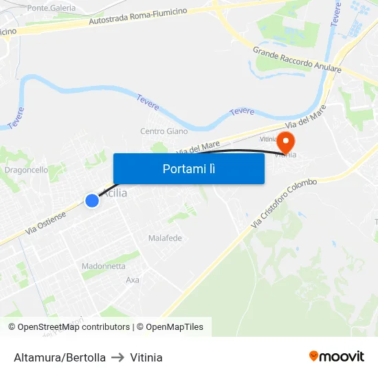 Altamura/Bertolla to Vitinia map