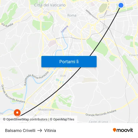 Balsamo Crivelli to Vitinia map