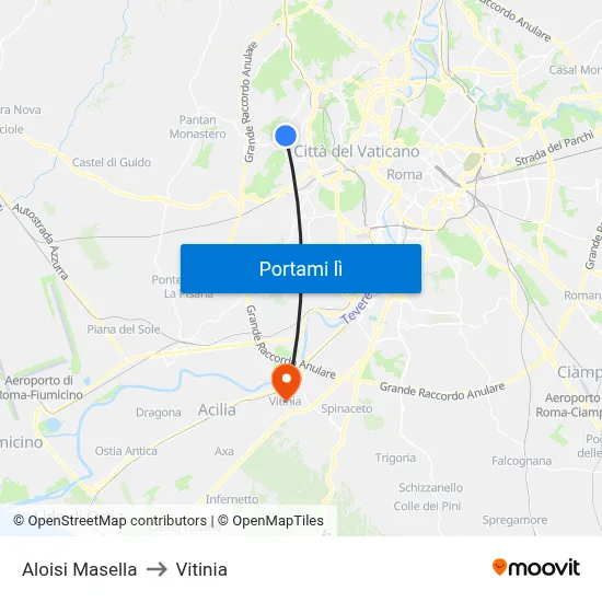Aloisi Masella to Vitinia map
