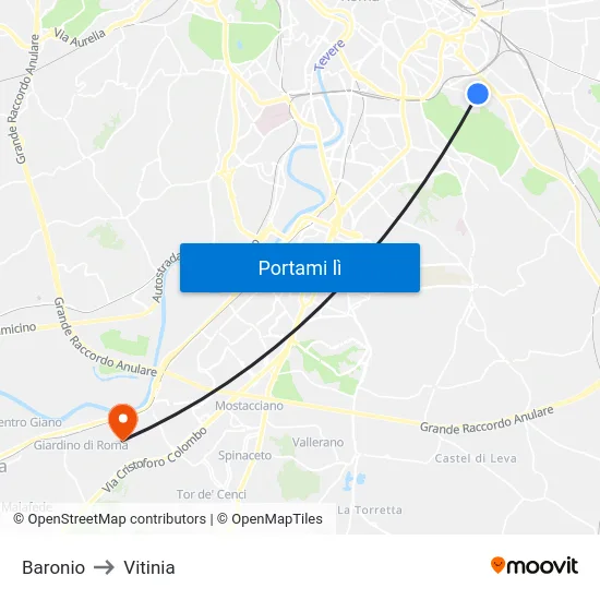 Baronio to Vitinia map
