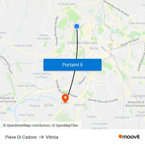 Pieve Di Cadore to Vitinia map