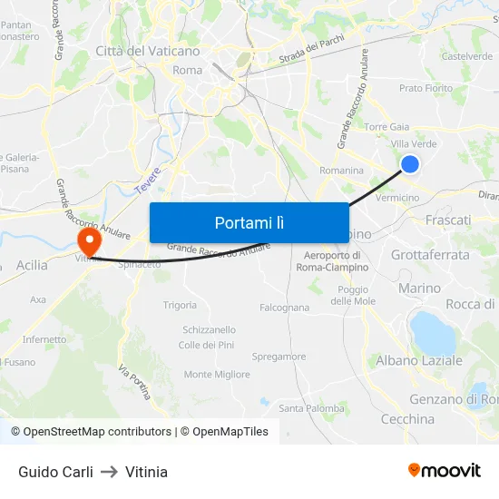 Guido Carli to Vitinia map