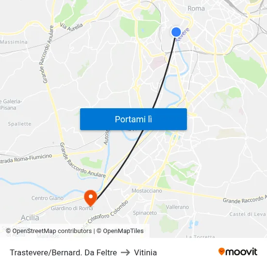 Trastevere/Bernard. Da Feltre to Vitinia map