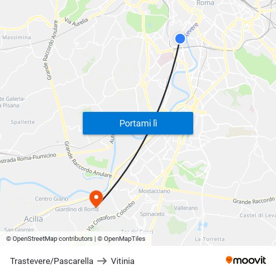 Trastevere/Pascarella to Vitinia map