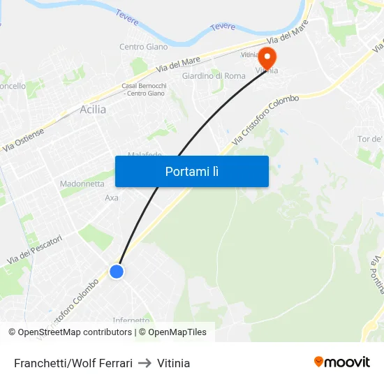 Franchetti/Wolf Ferrari to Vitinia map