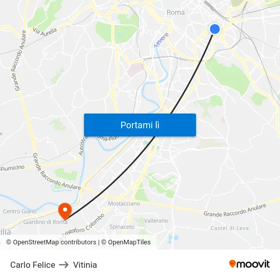 Carlo Felice to Vitinia map
