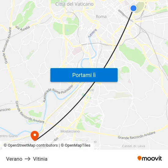 Verano to Vitinia map