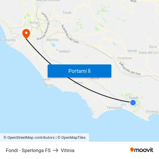 Fondi - Sperlonga FS to Vitinia map