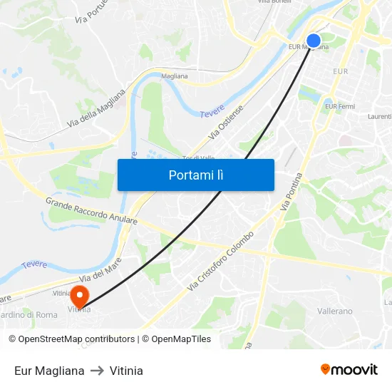 Eur Magliana to Vitinia map