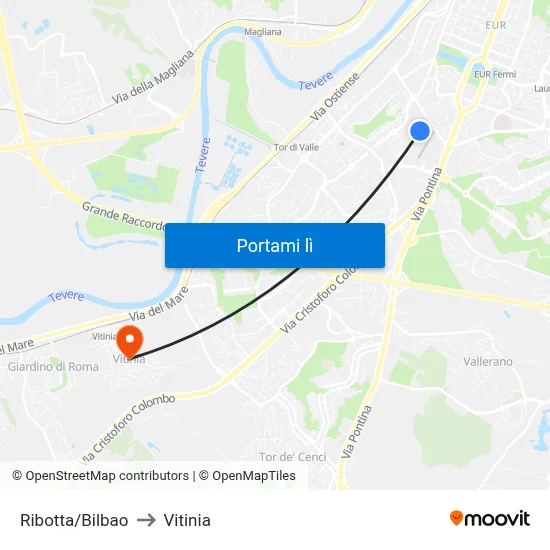 Ribotta/Bilbao to Vitinia map