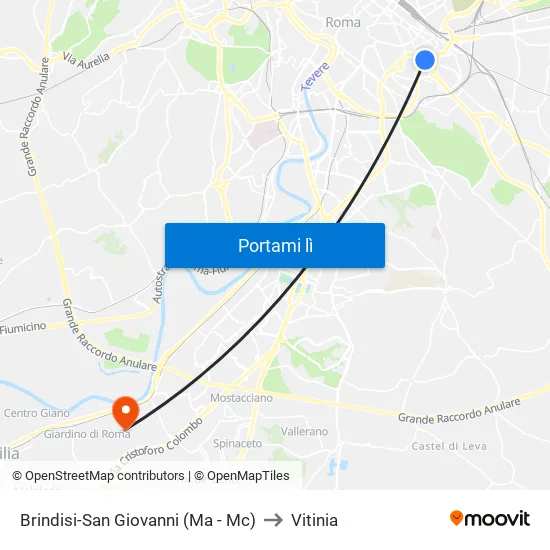 Brindisi-San Giovanni (Ma - Mc) to Vitinia map
