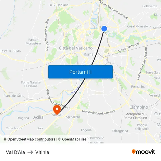 Val D'Ala to Vitinia map