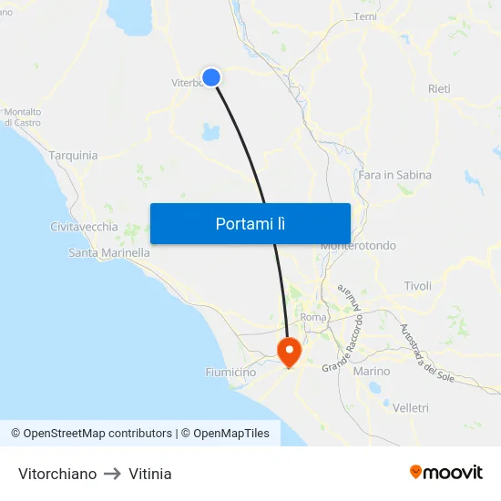 Vitorchiano to Vitinia map