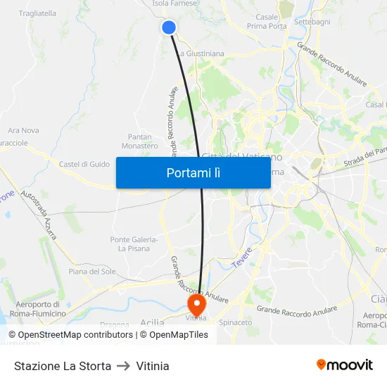Stazione La Storta to Vitinia map