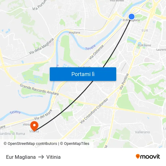 Eur Magliana to Vitinia map