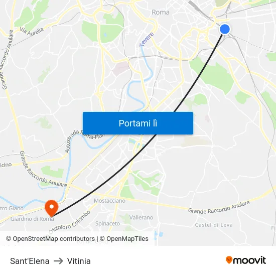 Sant'Elena to Vitinia map