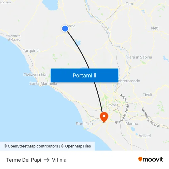 Terme Dei Papi to Vitinia map