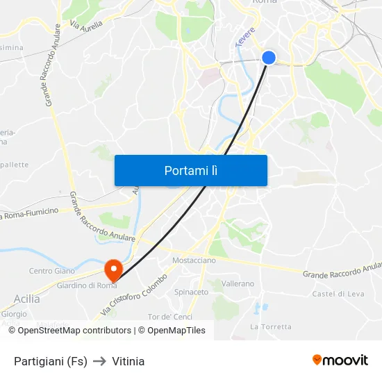 Partigiani (Fs) to Vitinia map