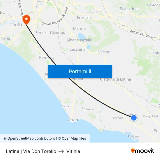 Latina | Via Don Torello to Vitinia map