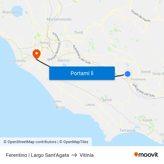 Ferentino | Largo Sant'Agata to Vitinia map