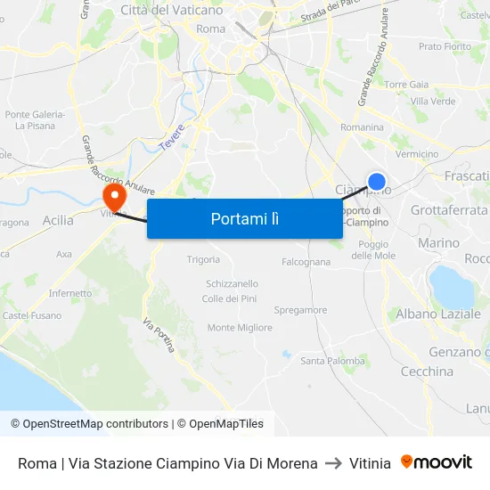 Roma | Via Stazione Ciampino Via Di Morena to Vitinia map