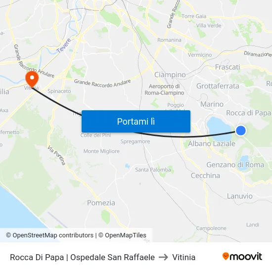 Rocca Di Papa | Ospedale San Raffaele to Vitinia map