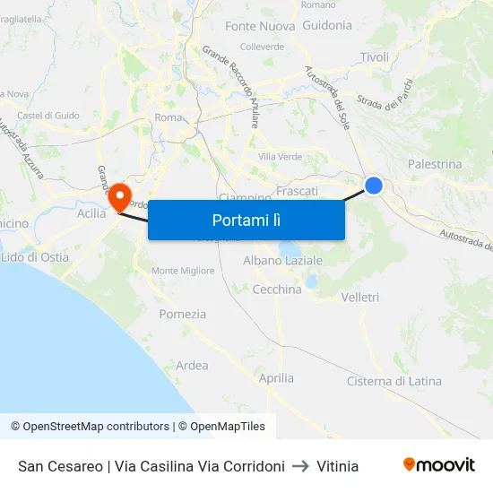 San Cesareo | Via Casilina Via Corridoni to Vitinia map
